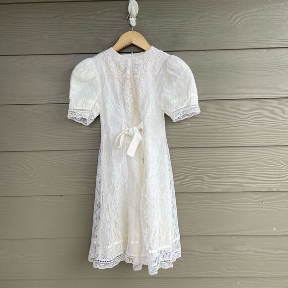 Gunne Sax ivory lace vintage 80s girls dress